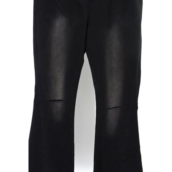 Womens Black Flare Jeans Elastic Waist Skinny Bell Bottom Stretch Denim XL - Picture 2 of 8